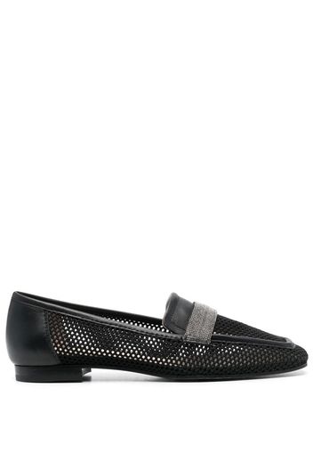 Fabiana Filippi 10mm mesh square-toe loafers - Black