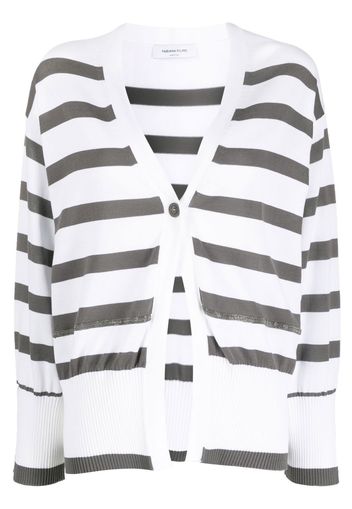 Fabiana Filippi bead-detail stripped cardigan - White