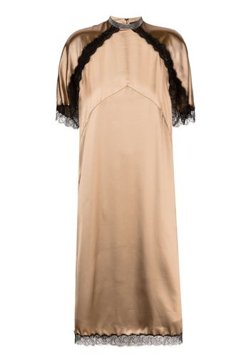 Fabiana Filippi lace-trim satin midi dress - Brown