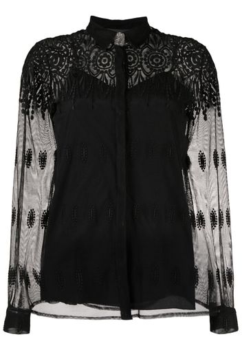 Fabiana Filippi lace-detail semi-sheer top - Black