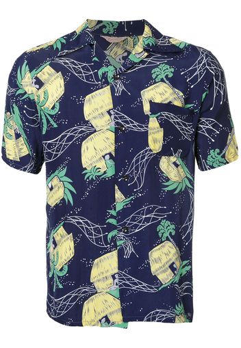 Fake Alpha Vintage 1950s John Meigs Hawaiian village print shirt - Blue