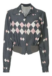 Fake Alpha Vintage 1950s Rockabilly argyle shirt jacket - Grey