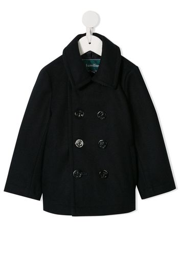 Familiar classic double-breasted coat - Blue