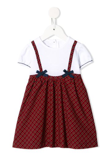 checked panel cotton dress