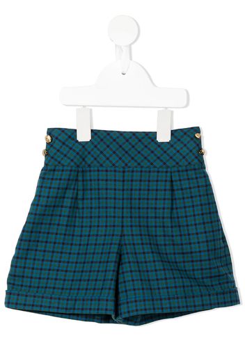 Familiar check high-waisted shorts - Blue