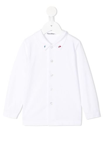 Familiar embroidered-collar shirt - White