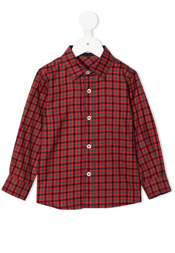 Familiar gingham-check long-sleeve shirt - Red