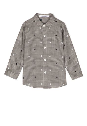 Familiar Prince of Wales-check button-up shirt - Black