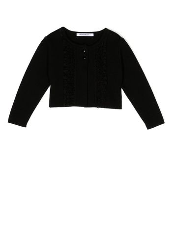 Familiar tulle-detail button-up cardigan - Black