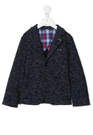 plaid detail car embroidered blazer