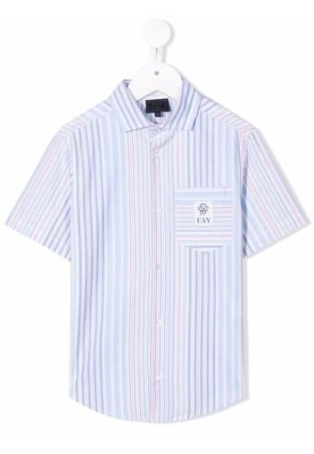 Fay Kids rainbow-stripe shirt - White