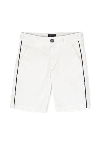 Fay Kids logo-stripe chino shorts - White