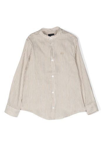 Fay Kids striped collarless shirt - Neutrals