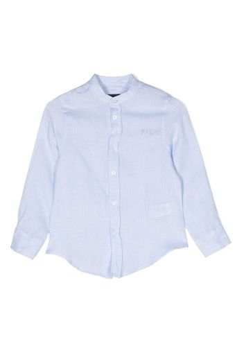 Fay Kids embroidered-logo band-collar shirt - Blue