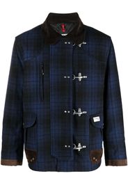 Fay leather detailing checked jacket - Blue