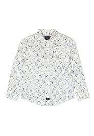 Fay Kids abstract-print long-sleeved shirt - White