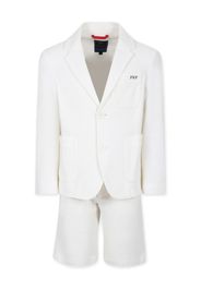 Fay Kids logo-embroidered suit - White