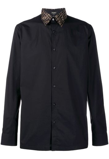 Fendi monogram trim shirt - Black