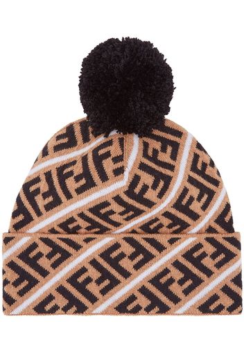 Fendi FF print pom-pom beanie - Neutrals