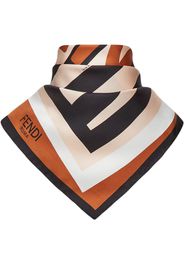 logo print silk scarf