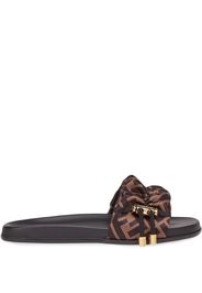Fendi toggle-fastening FF-logo slides - Brown