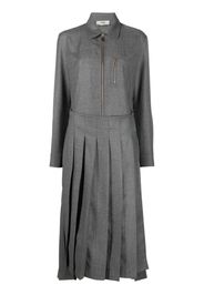 FENDI spread-collar pleated midi dress - Grey