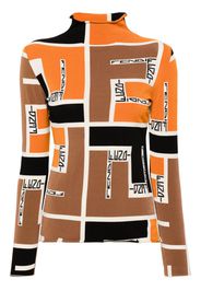 FENDI logo-jacquard mock-neck blouse - Orange