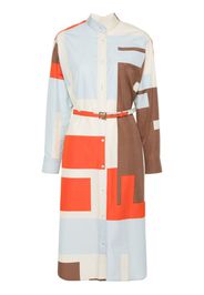 FENDI FF Puzzle-print cotton shirt dress - Neutrals