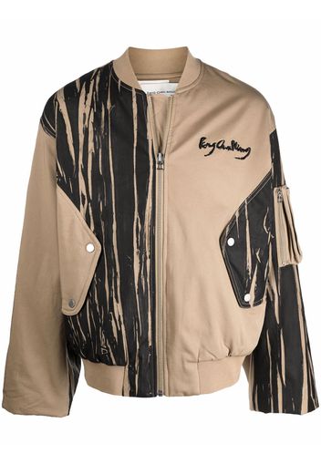 Feng Chen Wang striped graphic bomber jacket - Neutrals