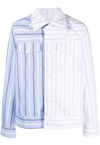 Feng Chen Wang pinstripe two-tone shirt - Blue