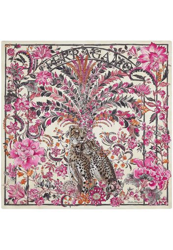 Ferragamo Giaguari-print silk foulard - Pink