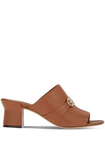 Ferragamo Double Gancini leather mules - Brown