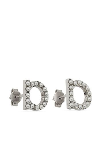 Ferragamo Gancini crystals and pearls earrings - Silver