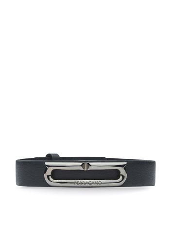 Ferragamo Gancini-plaque leather bracelet - Black