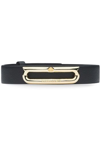 Ferragamo Gancini-plaque leather bracelet - Black