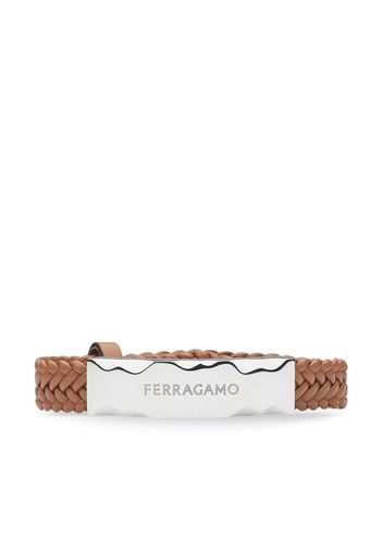 Ferragamo logo-engraved leather bracelet - Brown