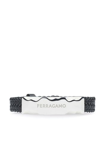 Ferragamo logo-engraved leather bracelet - Black