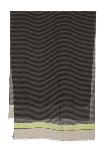 Ferragamo jacquard-logo striped cotton scarf - Grey