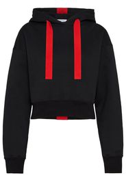 Ferragamo contrasting-detail drawstring cropped hoodie - Black
