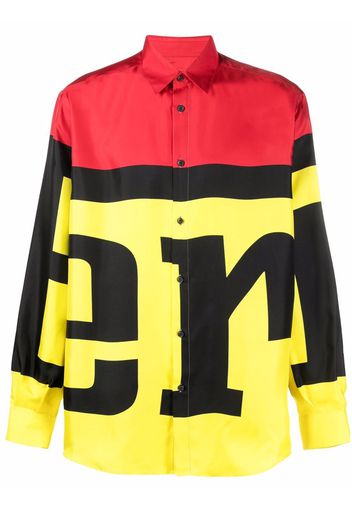 Ferrari logo colour-block silk shirt - Red