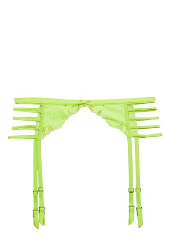 Fleur Du Mal rose-embroidery garter belt - Green