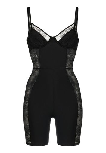 Fleur Du Mal floral-lace bustier-style playsuit - Black