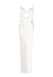 Fleur Du Mal bow-embellished silk slip dress - White