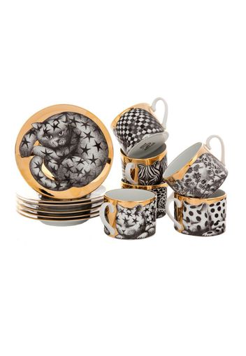 cat print tea set