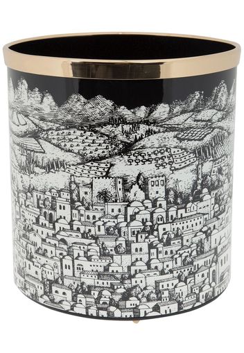 Fornasetti printed waste paper basket - Black