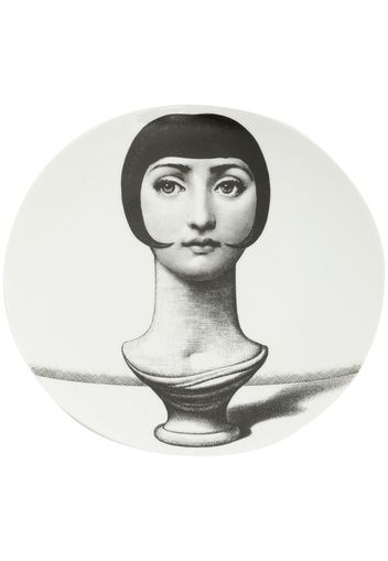 Fornasetti female bust printed plate - Black