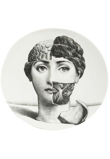 Fornasetti brain portrait printed plate - Black