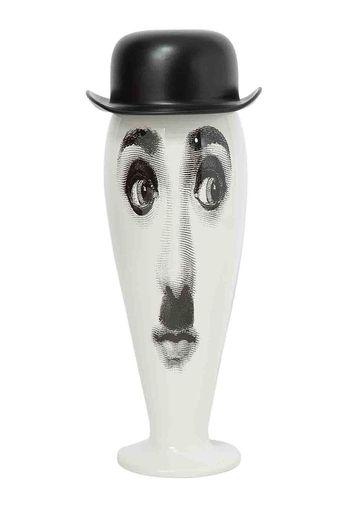 Fornasetti bowler hat lidded vase - White