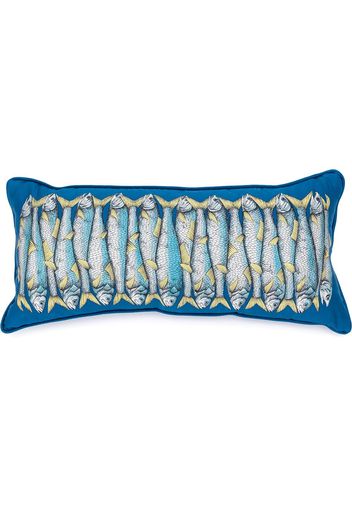 Fornasetti sardine print pillow - Blue