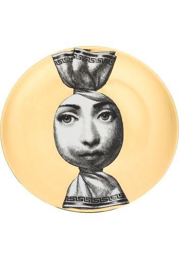 Fornasetti Sweet Wrapper Face print plate - Gold